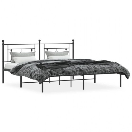 Sengeramme med sengegavl 180x200 cm metal sort