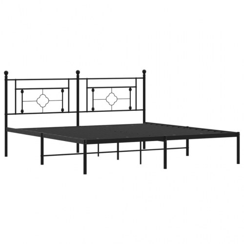 Sengeramme med sengegavl 180x200 cm metal sort