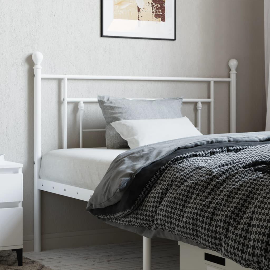 Sengegavl i metal 107 cm - hvid, klassisk design