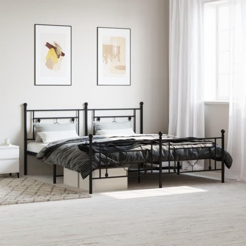 Sengeramme med sengegavl og fodgærde 183 x 213 cm - sort