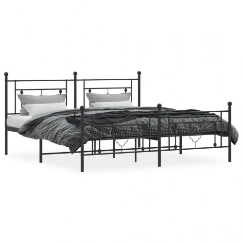 Sengeramme med sengegavl og fodgærde 183 x 213 cm - sort