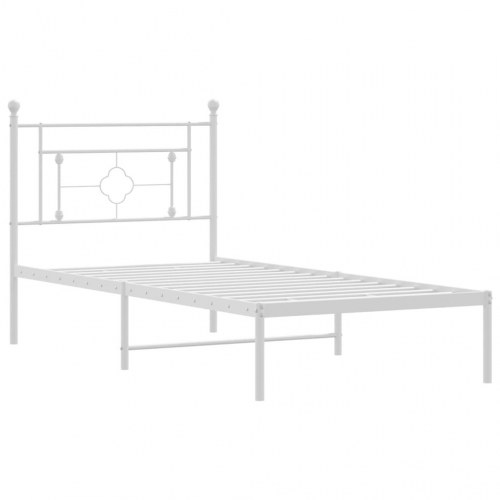 Sengeramme med sengegavl 100x200 cm - metal, hvid