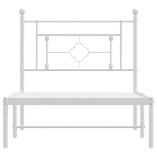 Sengeramme med sengegavl 100x200 cm - metal, hvid