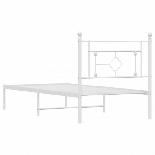 Sengeramme med sengegavl 100x200 cm - metal, hvid