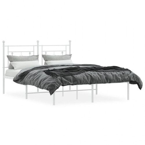 Sengeramme med sengegavl 140x190 cm - metal, hvid