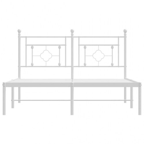 Sengeramme med sengegavl 140x190 cm - metal, hvid