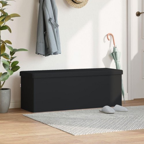 Foldbar opbevaringsbænk i PVC med sæde 110 cm - sort