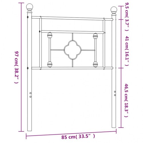 Sengegavl 80 cm metal sort