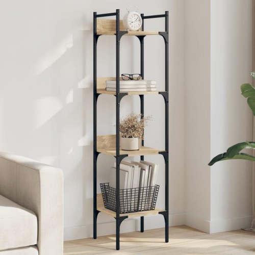 Bogreol med 4 hylder 35x30x138,5 cm konstrueret træ sonoma-eg