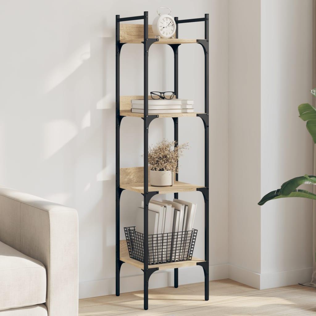 Bogreol med 4 hylder 35x30x138,5 cm konstrueret træ sonoma-eg