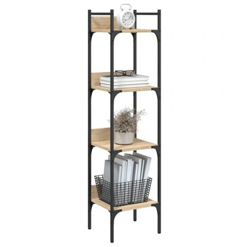 Bogreol med 4 hylder 35x30x138,5 cm konstrueret træ sonoma-eg