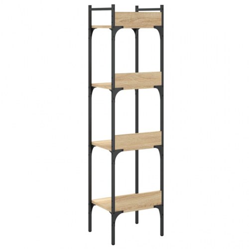 Bogreol med 4 hylder 35x30x138,5 cm konstrueret træ sonoma-eg