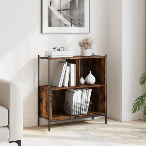 Bogreol 72x28x77,5 cm konstrueret træ røget egetræsfarve