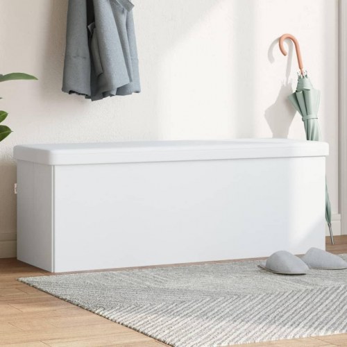 Foldbar opbevaringsbænk i PVC - hvid, 110 × 38 × 38 cm
