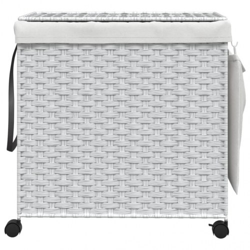 Vasketøjskurv med hjul 60x35x60,5 cm rattan hvid