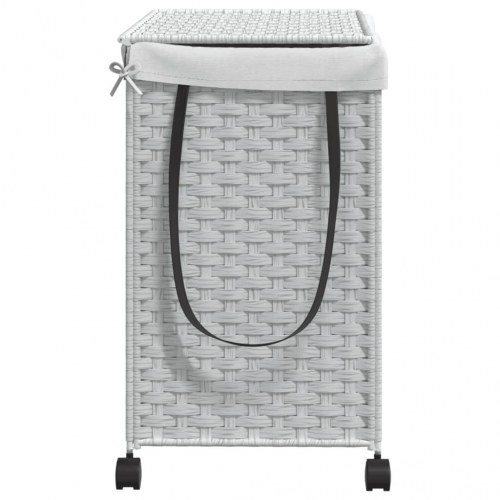 Vasketøjskurv med hjul 60x35x60,5 cm rattan hvid