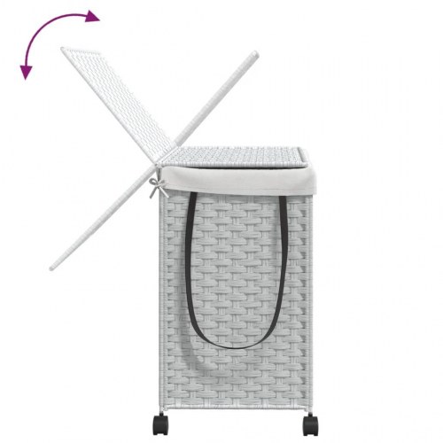 Vasketøjskurv med hjul 60x35x60,5 cm rattan hvid