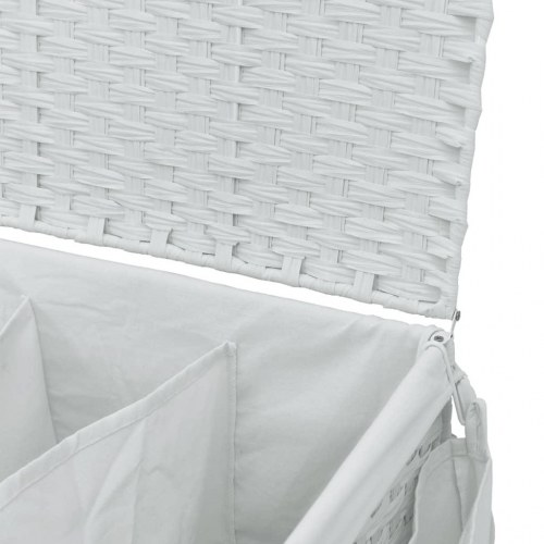 Vasketøjskurv med hjul 60x35x60,5 cm rattan hvid