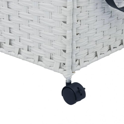 Vasketøjskurv med hjul 60x35x60,5 cm rattan hvid