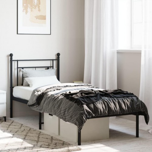 Sengeramme med sengegavl 80×200 cm - metal, sort