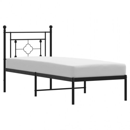 Sengeramme med sengegavl 80×200 cm - metal, sort