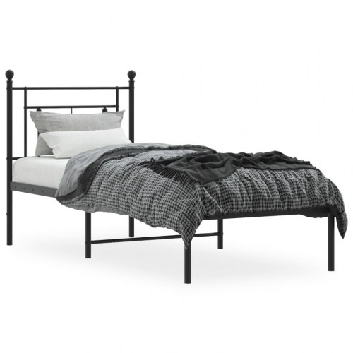 Sengeramme med sengegavl 80×200 cm - metal, sort