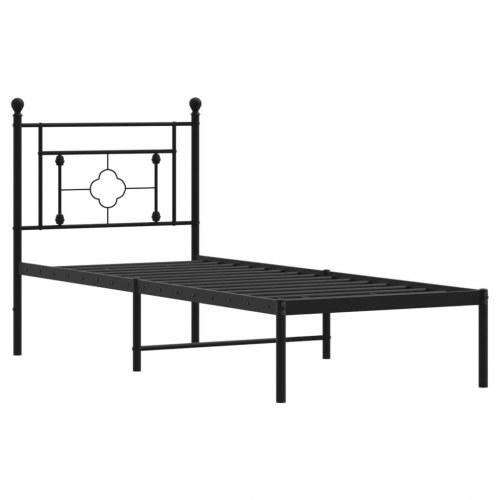 Sengeramme med sengegavl 80×200 cm - metal, sort
