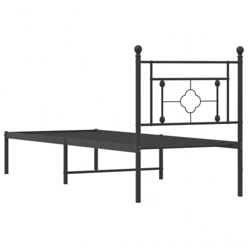 Sengeramme med sengegavl 80×200 cm - metal, sort