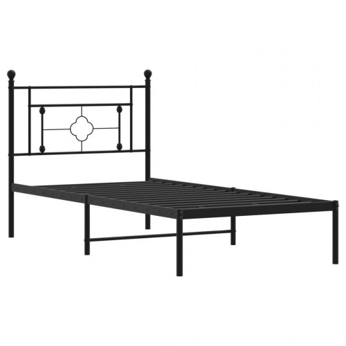 Sengeramme med sengegavl 90×200 cm - metal, sort