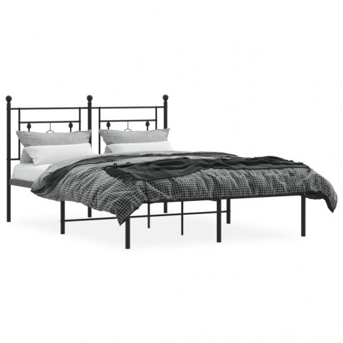 Sengeramme med sengegavl 140×190 cm - metal, sort
