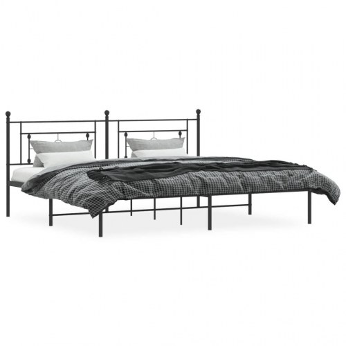 Sengeramme med sengegavl 193×203 cm - metal, sort