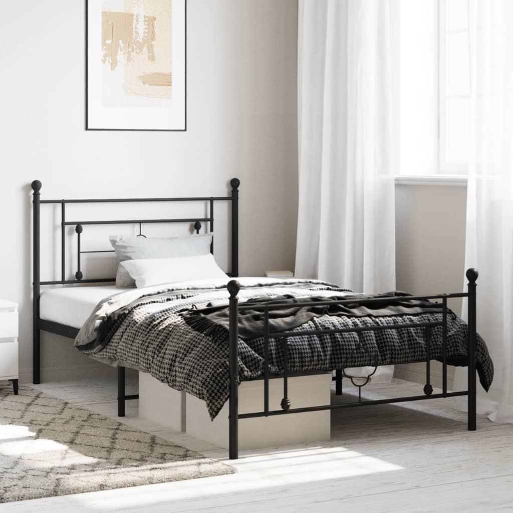 Sengeramme Med Sengegavl Metal - Sort / med hovedgærde og fodgærde / 107 x 203 cm