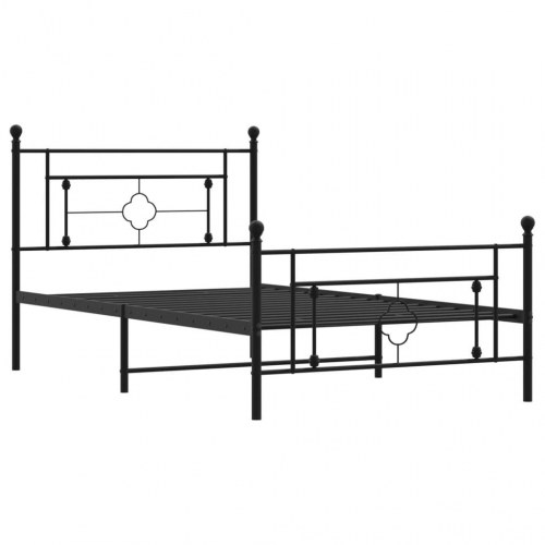 Sengeramme i metal med sengegavl og fodgærde 107 × 203 cm - sort