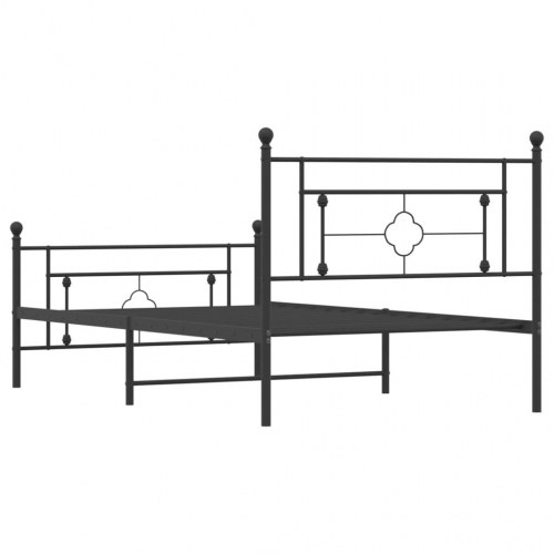 Sengeramme i metal med sengegavl og fodgærde 107 × 203 cm - sort