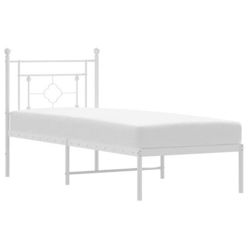 Sengeramme med sengegavl 80×200 cm - metal, hvid