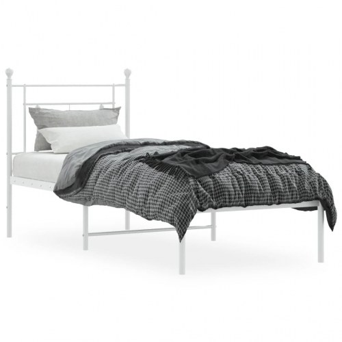 Sengeramme med sengegavl 80×200 cm - metal, hvid