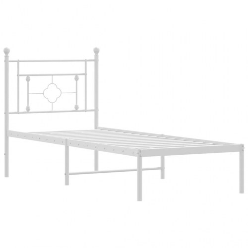 Sengeramme med sengegavl 80×200 cm - metal, hvid