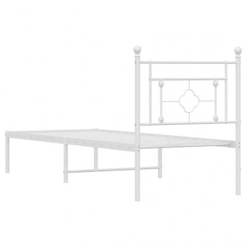 Sengeramme med sengegavl 80×200 cm - metal, hvid