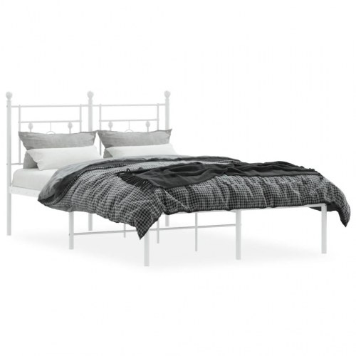 Sengeramme med sengegavl 120×190 cm - metal, hvid