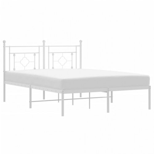 Sengeramme med sengegavl i metal - 135 × 190 cm, hvid