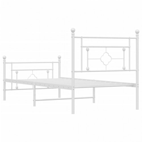 Sengeramme med sengegavl og fodgærde 90x190 cm metal hvid