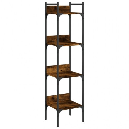 Bogreol med 4 hylder - 35×30×138,5 cm - konstrueret træ i røget eg