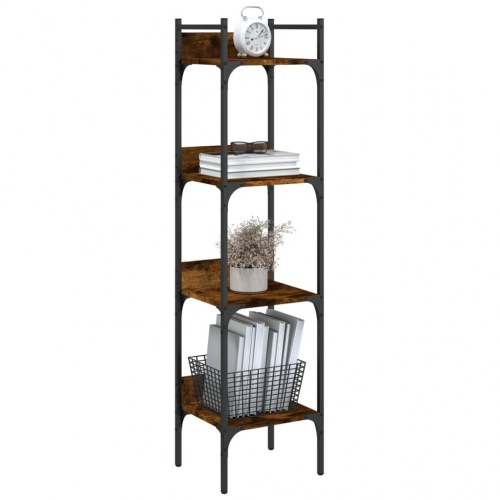 Bogreol med 4 hylder - 35×30×138,5 cm - konstrueret træ i røget eg