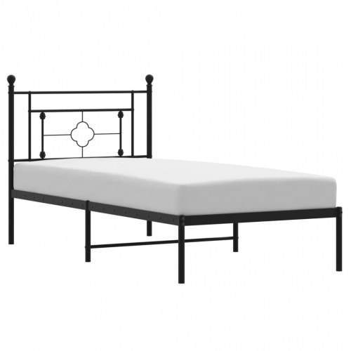 Sengeramme med sengegavl 90×190 cm - metal, sort