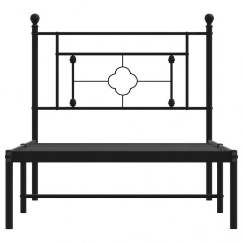 Sengeramme med sengegavl 90×190 cm - metal, sort