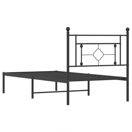 Sengeramme med sengegavl 90×190 cm - metal, sort