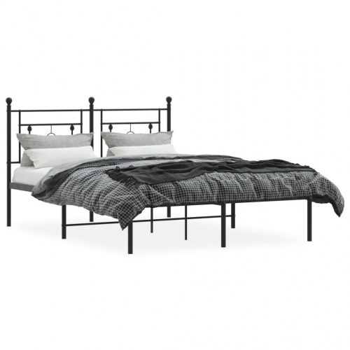 Sengeramme med sengegavl 135×190 cm - metal, sort