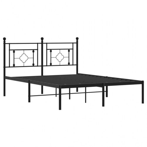 Sengeramme med sengegavl 135×190 cm - metal, sort
