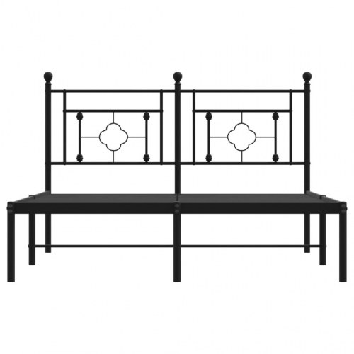 Sengeramme med sengegavl 135×190 cm - metal, sort