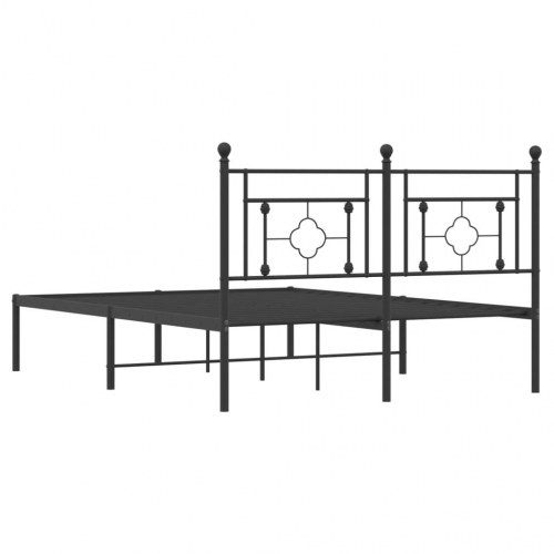 Sengeramme med sengegavl 135×190 cm - metal, sort